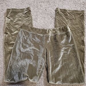 Vintage CHANEL Olive Green Velour Soft and Comfortable Pants Small